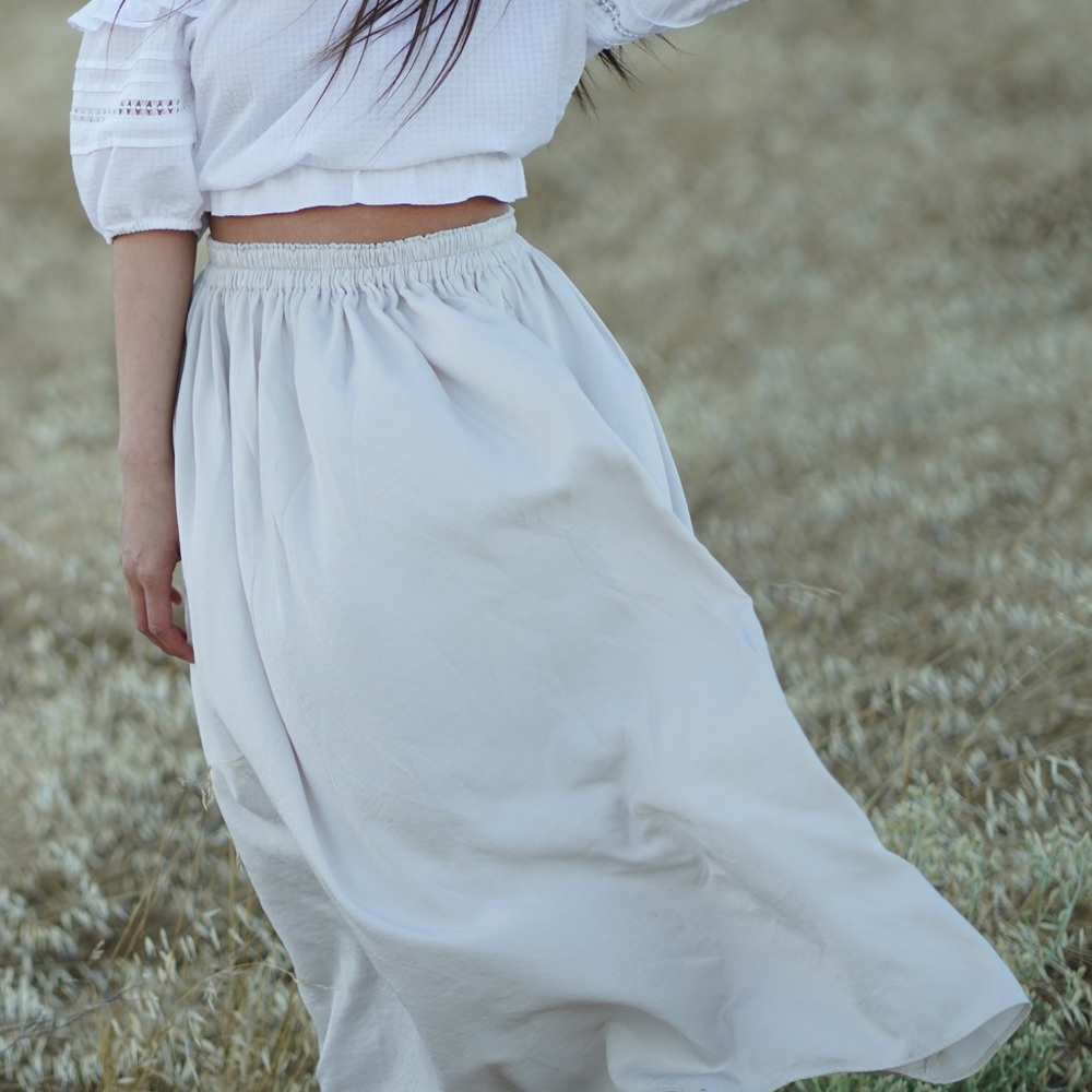 Cream beige colored maxi skirt